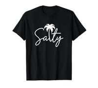 Salty Handwritten Palm Tree Coastal Beach Vibe Men Women Value Graphic T-Shirt