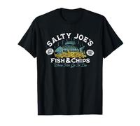 Salty Joe's Fish and Chips Logo Surf Shop Graphic T-Shirt