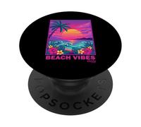Salty Living Vaporwave Beach Sunset Summer PopSockets Adhesive PopGrip