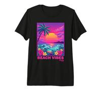 Salty Living Vaporwave Beach Sunset Summer Premium T-Shirt