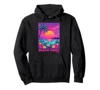 Salty Living Vaporwave Beach Sunset Summer Pullover Hoodie