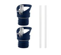Salty Mind Replacement lid, drinking attachment with straw, straw lid, tea strainer for stainless steel drinking bottle, wide neck drinking bottle with an opening diameter 45 mm (dark blue 2x)
