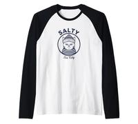 Salty Sea Kitty Sailor Cat Nautical Maritime Grumpy Raglan Baseball Tee