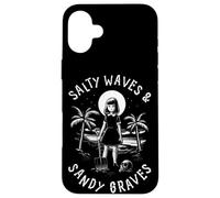 Salty Waves And Sandy Graves Summer Goth Vacation Case for iPhone 16 Plus