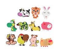 Saluaqui 3D Effect Fridge Animal Magnet Set - Strong Magnetic 11PCS Vivid Chinese Animal Magnets for Kids - Bright Silicone Design for Refrigerator and Magnetic Surfaces