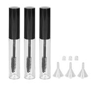 Saluaqui 3pcs Empty Mascara Tube Transparent ABS Eyelash Cream Container Bottle with Eyelash Wand and Funnels for Castor Oil Growth Serum DIY Travel Makeup