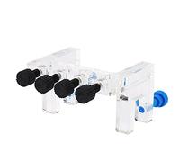 Saluaqui Acrylic Soft Tube Holder for Dosing Pumps - Lightweight & Transparent Aquarium Fixture with 4-Hole Design for Hose Stability, Fits Glass Thickness Up to 15mm