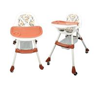 Saluaqui Adjustable Baby High Chair with Backrest Double-Layered Tray, 3-Level Height, Removable Cushion - Dining Booster for 6 Months to 6 Years Old Children, Coffee Red