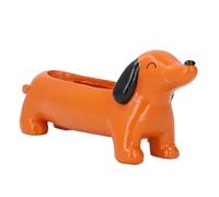 Saluaqui Adorable Dachshund Resin Planter with Efficient Drainage and Versatile Use for Succulents and Small Plants, Lightweight Dog Pot for Home and Garden Decoration