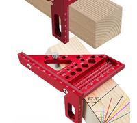 Saluaqui Aluminum Alloy Multi-Angle Measuring Ruler with Scales for Woodworking - Miter -Ruler and Scribing for Engineer and Carpenter Use (Red)