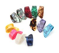 Saluaqui Celluloid Guitar Thumb Picks Kit - 12Pcs Replacement Finger Picks for Guitar Playing Accessories - Varied Colors for Electric, Acoustic, Classical & Bass