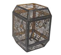 Saluaqui Decorative Hollow Carved Lampshade for E27 E26 Table Lamp - Modern Wrought Iron Design with Elegant Shadow Cast Effect, 7.9in Height, 3.9in Caliber