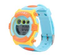 Saluaqui Digital Kids Watch with 7 Colors LED Flashing Lights Ideal for Outdoor Sports Wristwatch for Boys and Girls Ages 4-15 in Blue Orange (Blue Orange)