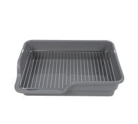 Saluaqui Dog Potty Tray with Spill Proof Design and Stainless Steel Grid for Indoor Training Toilet - Easy to Clean Dog Litter Box for Small Medium - White (Grey)