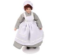Saluaqui Dollhouse Miniature Porcelain Doll Model with Bendable Ceramic Limbs and Stand - 1:12 Scale Man Servant Chef Doll for Collectible Dollhouse Accessories (chef)