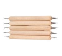 Saluaqui Double Indentation Pens Embossing S 5Pcs Double End Tracing Dotting Stylus Set - Beech Wood Stainless Steel Pens for Painting Engraving Creasing