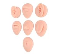 Saluaqui Ear Molds Silicone Piercing Piercin Teaching Display Silicone Body Part Model Set with Rack - Ear Mouth Nose Eye Tongue and Navel for Practice (Light Skin)