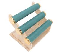 Saluaqui Elegant Bracelet Holder 3 Tier Detachable Jewelry Display Stand with Wooden Tray for Watches, Necklaces, and Bangles in Green for Home and Shop (Green)