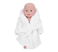 Saluaqui Extra Soft Cotton Baby Bathrobe and Towel Outfit for Newborn Photography Props, Infant Photo Essentials, Handmade Crochet Newborn Clothes (White)