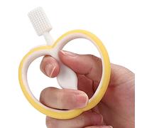 Saluaqui Fruit Shaped Silicone Infant Toothbrush | Design Baby Oral Care Tool | Double-Sided Cleaning for Gum Massage | Safe & Eco-Friendly with Easy Grip Handle (Yellow)