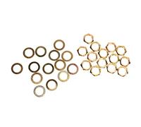 Saluaqui G3/8 Female Thread Nuts and Metal Washer Kit for Electric Guitar and Bass Instruments - 14pcs Nut and Washer Set for Secure Jack Fastening - Silver (Gold)