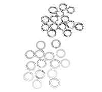 Saluaqui G3/8 Female Thread Nuts and Metal Washer Kit for Electric Guitar and Bass Instruments - 14pcs Nut and Washer Set for Secure Jack Fastening - Silver (Silver)