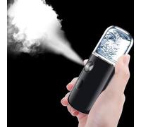 Saluaqui Handheld Face Mist Sprayer, Rechargeable Moisturizing Nano Facial Mister, Hydrating Face Humidifier, Handy Hydrating Sprayer with Visual Water Tank (Black)