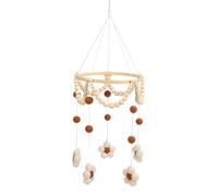 Saluaqui Handmade Baby Hanging Mobile for Newborns with Adorable Daisy Pattern - Soft Felt & Wooden Beads Nursery Decoration Wind Chime - Brown Bed Bell Pendant for Infant Sleep Promotion (Dark Brown)
