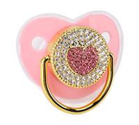 Saluaqui Heart Shape Baby Pacifier with Shining Rhinestones - Soft Silicone Infant Dummy Soother for Newborns - Pink (M Pink)