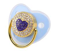 Saluaqui Heart Shape Baby Pacifier with Shining Rhinestones - Soft Silicone Infant Dummy Soother for Newborns - Pink (M Blue)