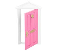 Saluaqui Mini Wooden Door for 1:12 Dollhouse - Bright Color & Smoother Edge Fairy Door in Light Purple Birch Material (Light Pink)