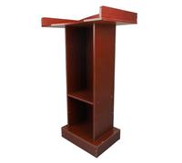 Saluaqui Modern Minimalist Podium Stand Red Sandalwood Color - Stable Lectern Table with Large Countertop for Conference Room and Classroom