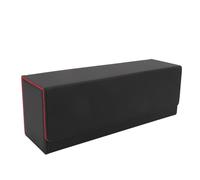 Saluaqui Multipurpose PU Leather Card Storage Box with Magnetic Closure - Large Capacity Deck Box/Cover for 400+ Game and Trading Cards in Black (Black Red)