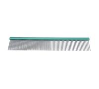 Saluaqui Pet Steel Grooming Comb With Two Density Options Static Design Rounded Ends Ideal for and Short Haired Breeds Stylish Blue Finish 22Cm/8.7In Length (Green 13cm/5.1in)