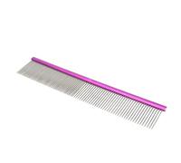 Saluaqui Pet Steel Grooming Comb With Two Density Options Static Design Rounded Ends Ideal for and Short Haired Breeds Stylish Blue Finish 22Cm/8.7In Length (Purple 19cm/7.5in)