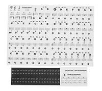 Saluaqui Piano Key Sticker Sheet Music Stickers Self-Adhesive Colorful Notation Paster for Electronic Organ Keys with Transparent PVC Material and Large Clear Letters, Universal Fit (Black)
