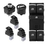 Saluaqui Premium Chrome Headlight Window Switch Set with Rearview Side Mirror Function for B6 MK5 MK6 - Includes 6PCS for Complete Compatibility