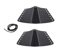 Saluaqui Punk Bracer Outdoor Retractable Armbands for Archery 2 Sets PU Leather Wristbands for Cosplay and Outdoor Activities