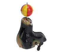 Saluaqui Retro Sea Lion Wind Up Toy Iron Material Clockwork Animal Balancing Ball Figurine for Kids, Vintage Sea Lion Figure for Toddler Party
