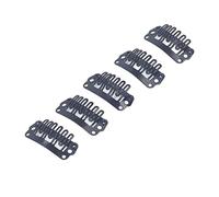 Saluaqui Secure Snap Comb Clips for Hair Extension - 100pcs 2.3cm U Shape Wig Clips with 6 Comb Teeth, Stainless Steel Black Wig Accessories for Hair Styling