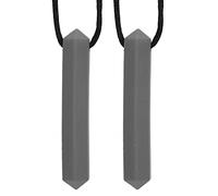 Saluaqui [Set of 2] Silicone Teether Necklace for Babies - High Temperature Resistant, Chewing Pendant - Available in Gray (Gray gem Pendant)