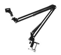 Saluaqui Sturdy Adjustable Boom Arm Microphone Stand for Desktop - Iron and Plastic Construction | Desk Mic Stand with Dual Suspension Springs for Studio, Live Streaming, and Recording