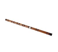 Saluaqui Traditional Chinese Musical Instrument Bamboo Flute - 5 Years Dry Bitter Bamboo, Watery Crisp Sound, Brass Connector for Portability, and Amateurs (F Key)