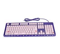 Saluaqui USB Wired Cartoon Keyboard for Laptop and Computer - Ultra-Thin Silent Design with Adjustable Bracket in Black and Pink - Universal for Home and Office Use (Purple Pink)