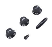 Saluaqui Versatile Electric Guitar Potentiometer Knob Set for Volume Tone Control with Sturdy Plastic in Cream Yellow Gold Lettering (Black Color White Word)