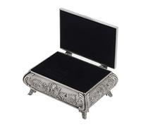 Saluaqui Vintage Style Jewelry Box with Rose Carved Design - Zinc Alloy, Three-Compartment Jewelry Organizer for Rings, Earrings, Necklace, Ideal Storage Solution