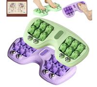 Saludea Foot Relief Roller Pro, Portable Double Foot Massage Roller, Targeted Pressure Point Massage, with an Acupuncture Point Map & Scraping to Relieve Fatigue for Home and Office (Pruple+Green)