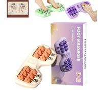 Saludea Foot Relief Roller Pro, Portable Double Foot Massage Roller, Targeted Pressure Point Massage, with an Acupuncture Point Map & Scraping to Relieve Fatigue for Home and Office (Orange)