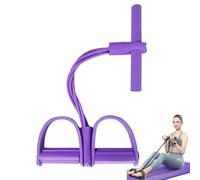 Saludea Gentle Fit Elastic Foot Resistance Band, 21 Fitness Resistance Bands, 4/6 Tube Pedal Ankle Puller, Sit Up Exercise Equipment AB Training Auxiliary Device Workout Equipment(Purple,6 tube)