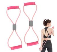 Saludea Resistance Band, 2 PCS with Handles Figure 8 Resistance Band, Yoga Gym Fitness Pulling Rope for Full Body Workout Arms Shoulders Back Legs and Buttocks (Pink)